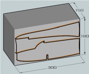Découpe vue de côté des deux parties du fuselage.